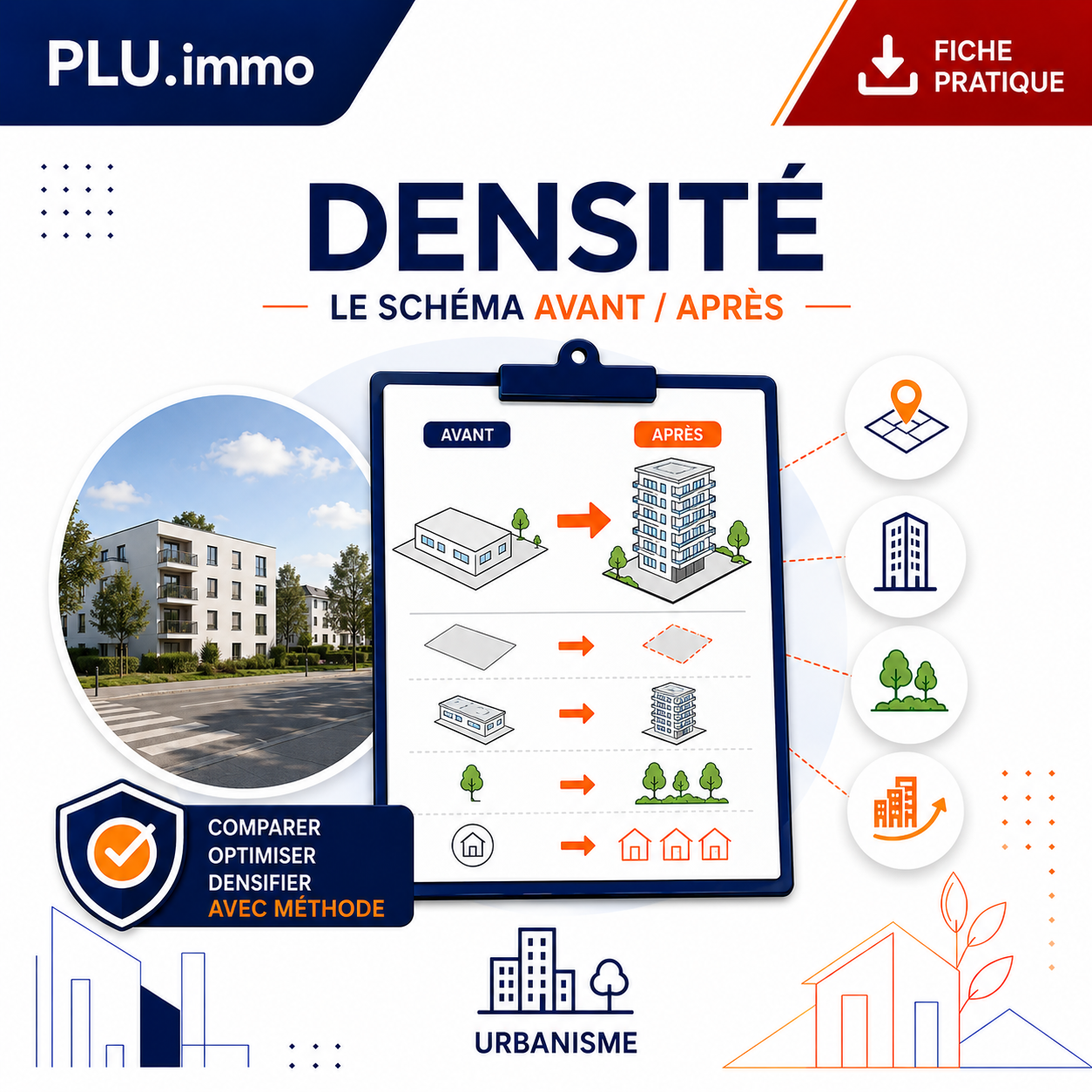 Fiche technique PLU.immo : Densité — le schéma avant / après